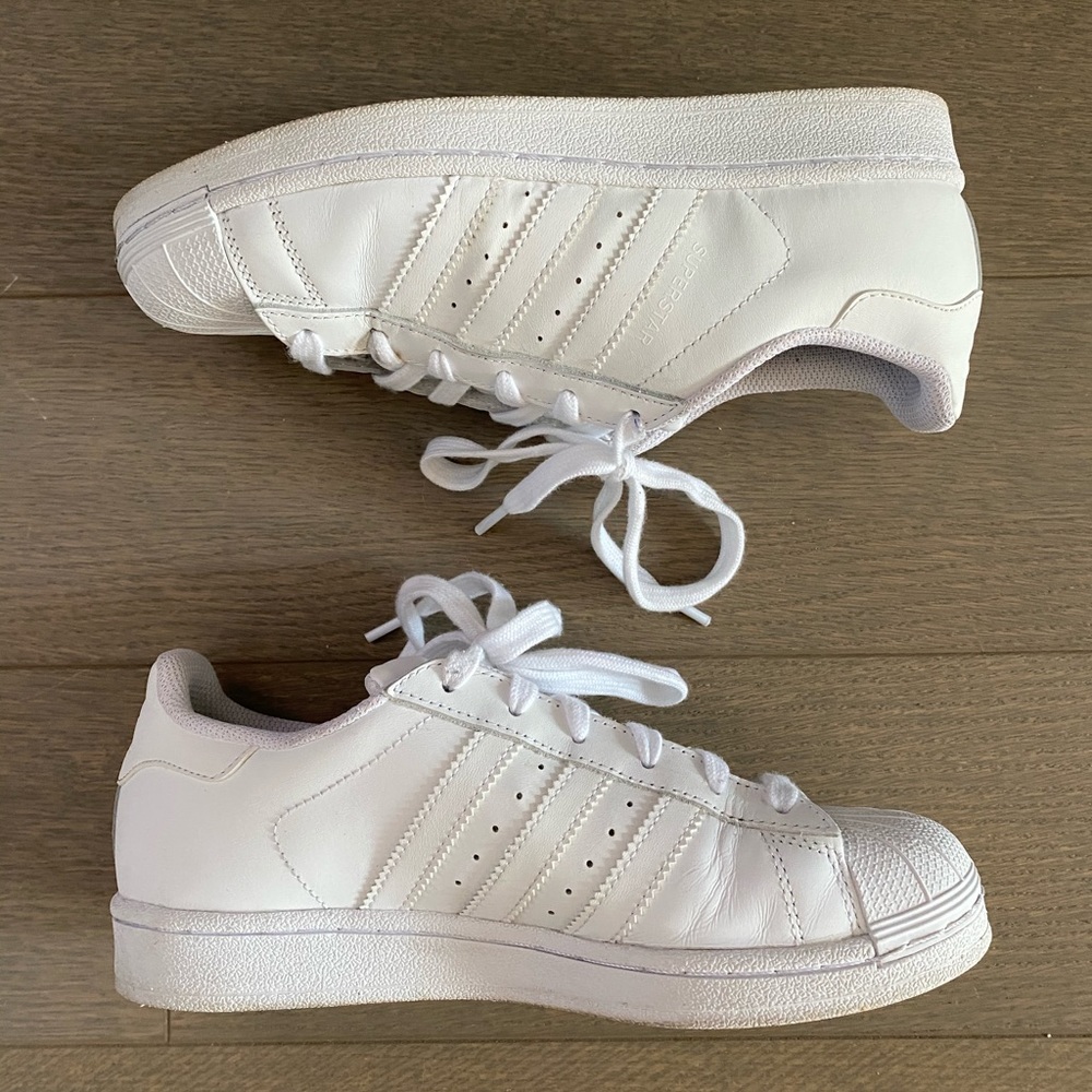 Adidas Superstars All White- Kids 5 / Women 6.5/7